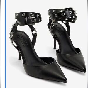 Brian Atwood x Express Grommet Ankle Strap Pumps